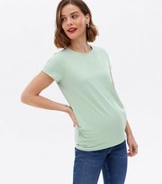 New Look Maternity Green Ruched Crew T-Shirt